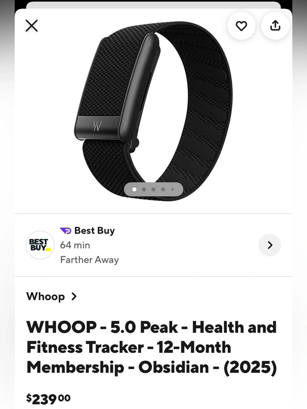 WHOOP Peak 5.0 fitness tracker brand new in box